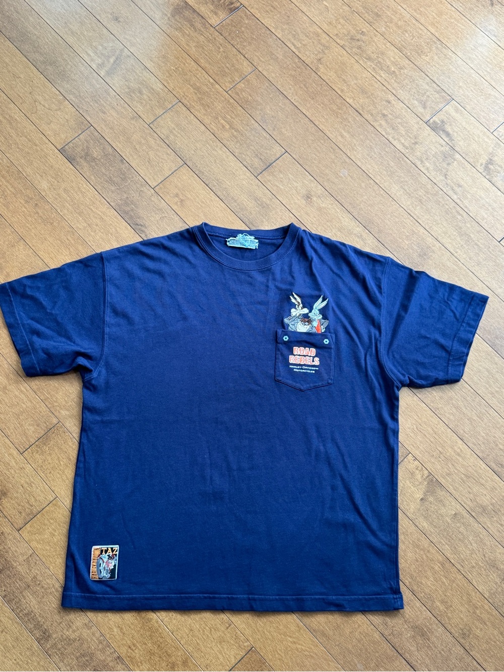 Vintage 2001 Harley-Davidson x Looney Tunes "Road Rebels" Embroidered Pocket Tee